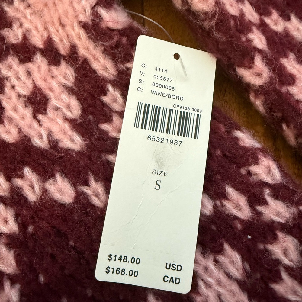 Anthropologie Maeve Pink and Burgundy Knit Sweater Argyle Diamond sz Small - Picture 4 of 7
